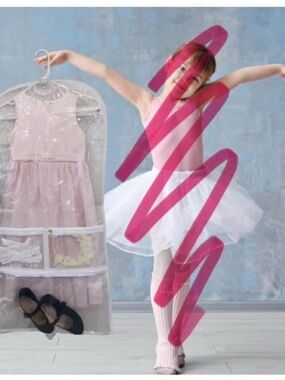 Set of 2 clear kid size garment bags for dance outfits or costumes. New